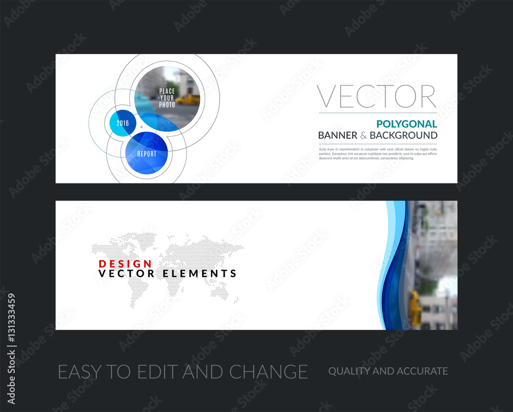 Wall mural vector set of modern horizontal website banners with soft waves,