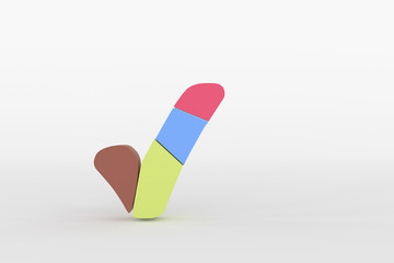 3d rendering of checkmark for process infographic design