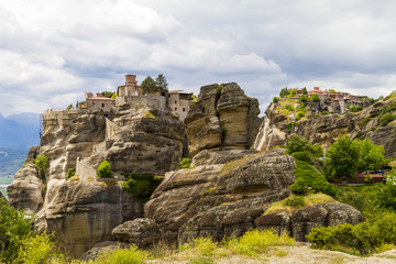 Fototapeta na wymiar Meteora monasteries, incredible sandstone rock formations. Greec
