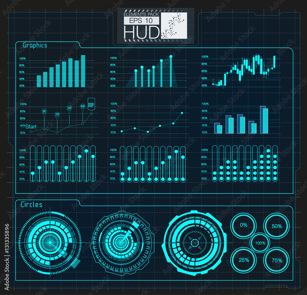 Poster hud background outer space. infographic elements.digital data, business abstract background. infogra