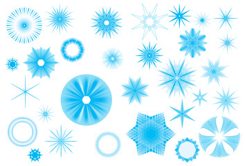 Crystallized radiant star shapes collection for Christmas in wintertime