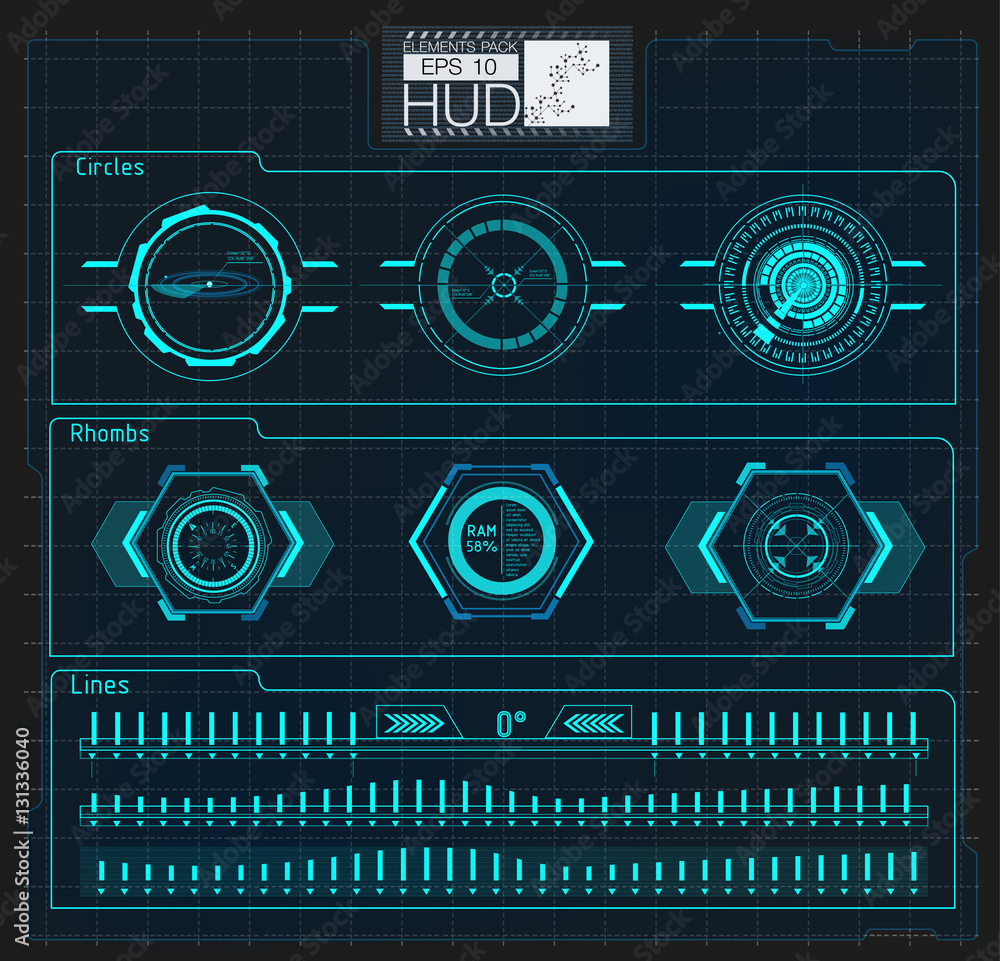 Poster hud background outer space. infographic elements.digital data, business abstract background. infogra