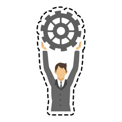 Businessman and gear icon. Management corporate job and leader theme. Isolated design. Vector illustration
