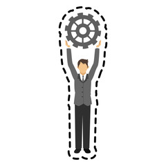 Businessman and gear icon. Management corporate job and leader theme. Isolated design. Vector illustration