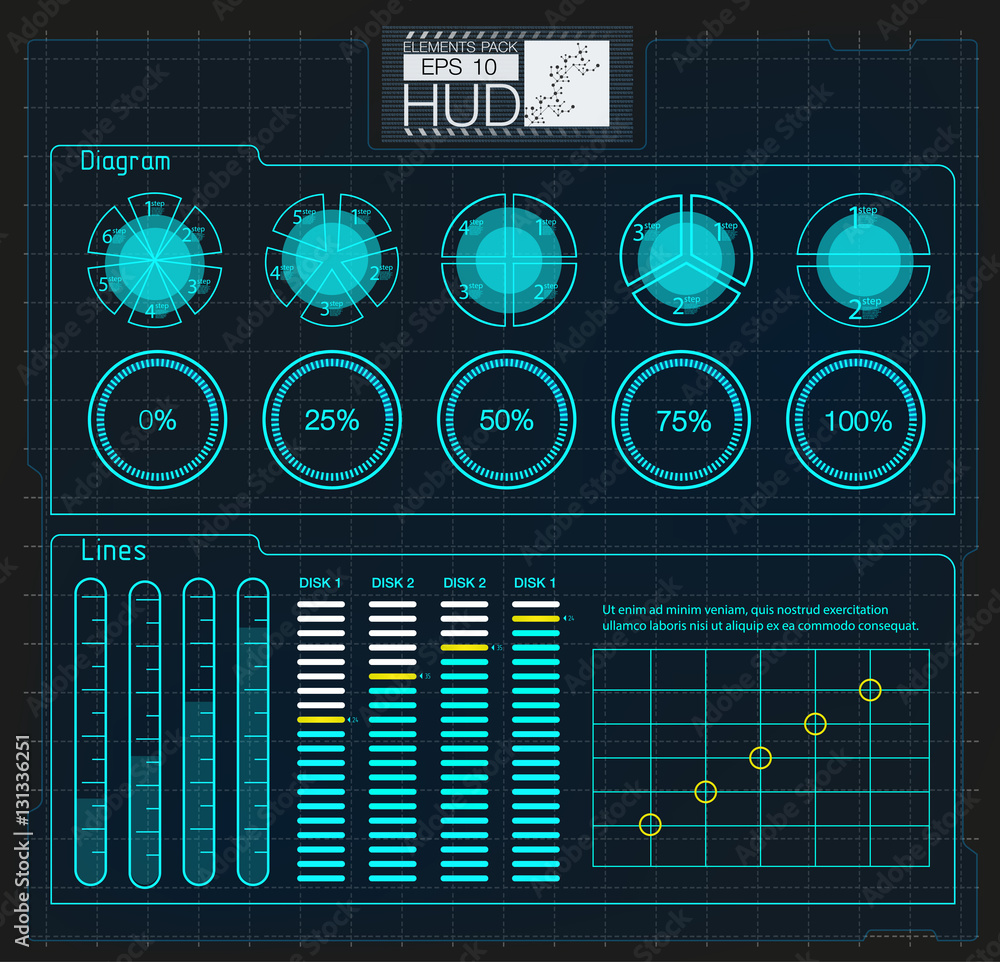 Poster hud background outer space. infographic elements.digital data, business abstract background. infogra