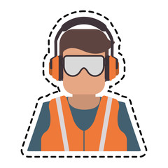 Man with safety cloth icon. Industrial security and protection theme. Isolated design. Vector illustration