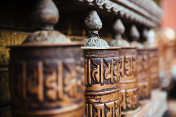 Prayer wheels at Buddhist temple