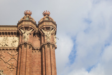 Detail of Arch of Triumph monument located in Barcelona, Catalonia, Spain