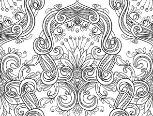 Seamless vintage background brown baroque pattern. Vector damask