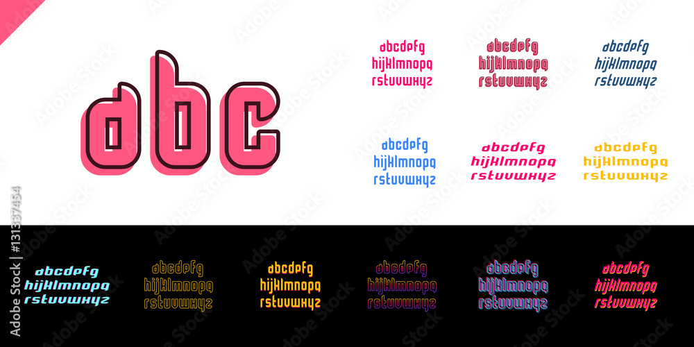 Poster vector square alphabet simple font and letter set. font collection