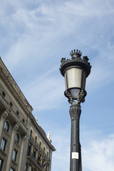 Fototapeta na wymiar Close up of street lamp in Barcelona, Catalonia, Spain