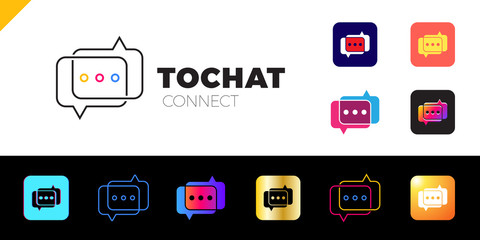 Set of Mini Chat Logo. Bubble and three dots