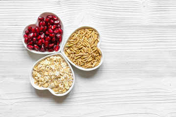concept healthy for heart food on wooden background top view
