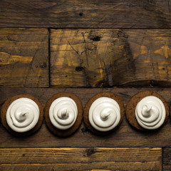 Fototapeta premium Hot chocolate cookies with marshmallow meringue