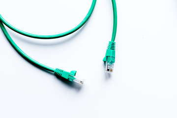 concept network internet cable on white background top view