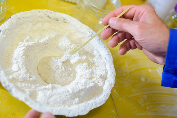 artist making mixture