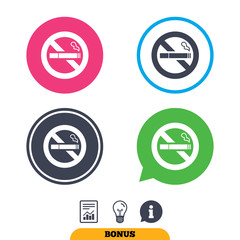 No Smoking sign icon. Cigarette symbol.