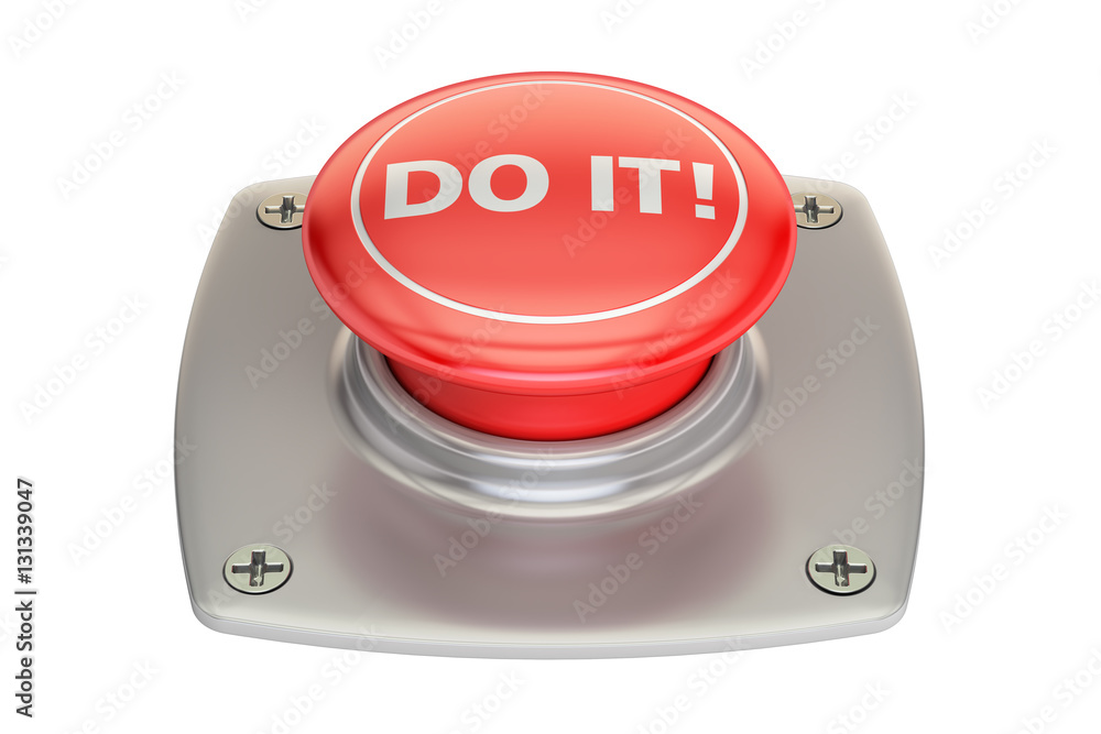 Poster do it! red button, 3d rendering