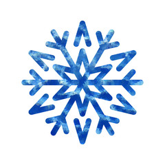 Snowflake mosaic icon. Blue silhouette snow flake sign isolated white background. Flat design. Symbol winter, frozen, Christmas, New Year holiday. Graphic element decoration. Vector illustration