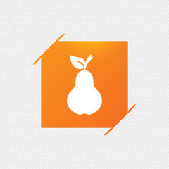 Pear with leaf sign icon. Fruit symbol.