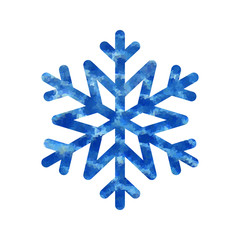 Snowflake mosaic icon. Blue silhouette snow flake sign isolated white background. Flat design. Symbol winter, frozen, Christmas, New Year holiday. Graphic element decoration. Vector illustration
