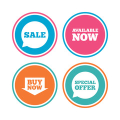 Sale icons. Special offer speech bubbles symbols.
