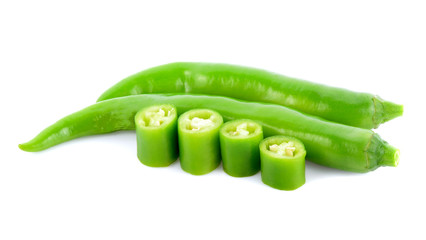 green chili pepper isolated on a white background