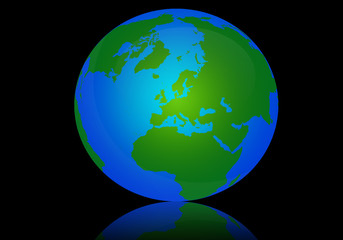 Erdball in Blau / Grün, Glaskugel optik
