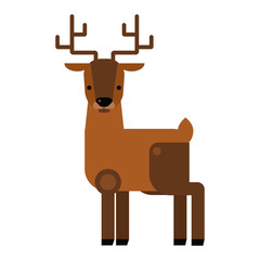 Carton wild deer animal flat vector