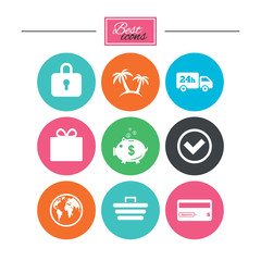 Online shopping, e-commerce and business icons.