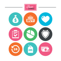 Fototapeta premium Online shopping, e-commerce and business icons.