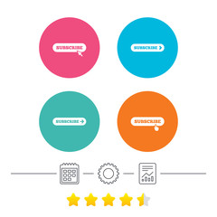 Subscribe icons. Membership signs with arrow.