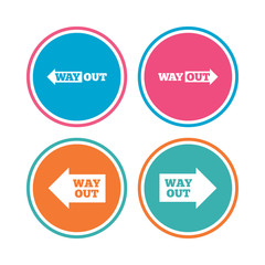 Way out icons. Left and right arrows symbols.