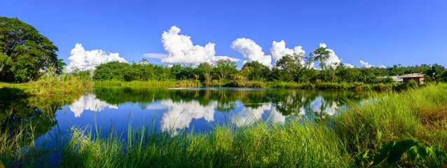 Türaufkleber Clear blue lake in a forest. © Look Aod 27