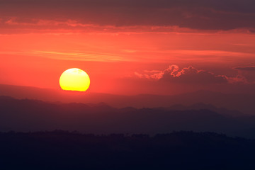 Sunset over the mountains a beautiful time.