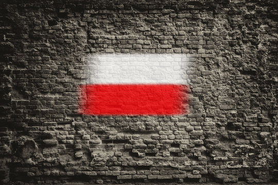Fototapeta Polish flag on the old wall