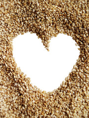 Sesame seeds in the form of heart