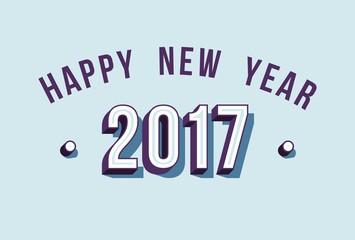 Happy New Year 2017 varsity style retro typography