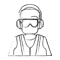 Man with safety cloth icon. Industrial security and protection theme. Isolated design. Vector illustration