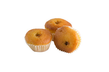 small sweet muffins isolated on white
