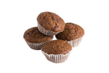 small sweet muffins isolated on white
