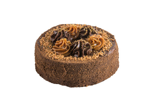 Delicious chocolate cake isolated on white
