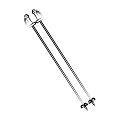 Ski poles icon. Winter sport hobby recreation equipment and activity theme. Isolated design. Vector illustration