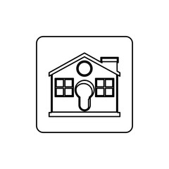 House and padlock icon. Insurance security protection and safety theme. Isolated design. Vector illustration