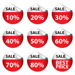 Sale Banner with Many discount price Circle sign isolated on white background.