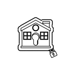 House and padlock icon. Insurance security protection and safety theme. Isolated design. Vector illustration