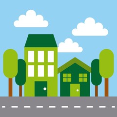 green city icon. colorful design. ecology and green idea concept. vector illustration