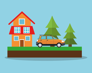 House icon. Ecology renewable and conservation theme. Colorful design. Vector illustration