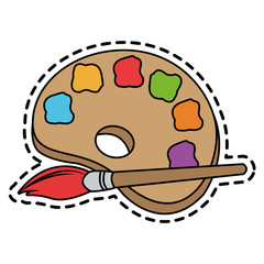 Paint brush and palette icon. Art creativity painter and abstract theme. Isolated design. Vector illustration