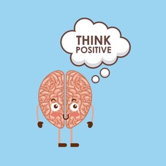 cartoon brain icon over blue background. colorful design. vector illustration